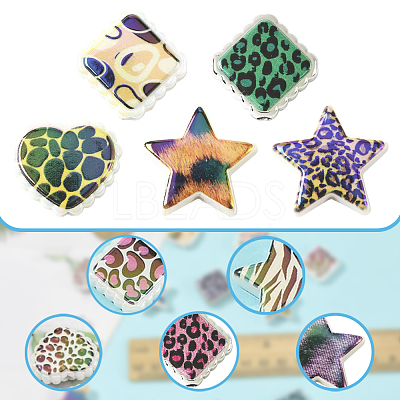 30Pcs Rainbow Iridescent Printed Opaque Acrylic Beads OACR-FS0002-58A-01-1