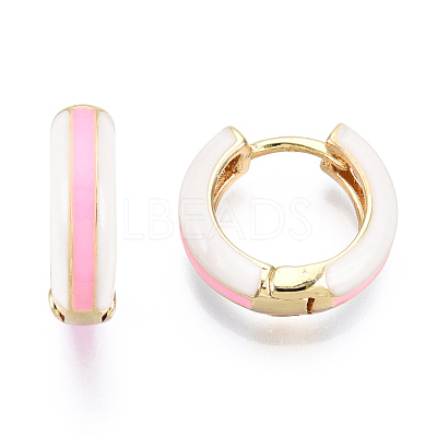 Brass Huggie Hoop Earrings EJEW-S209-07E-1