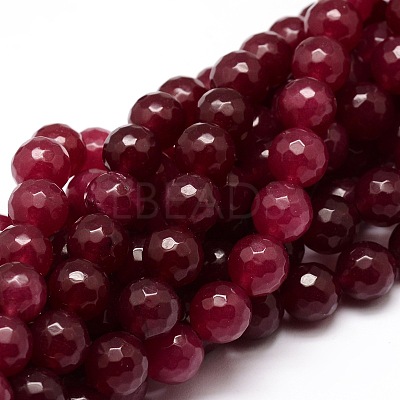 Dyed Natural White Jade Round Beads Strands X-G-E313-10mm-05-1