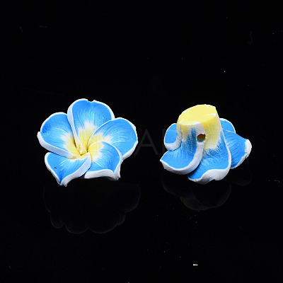 Handmade Polymer Clay 3D Flower Plumeria Beads CLAY-Q192-15mm-05-1