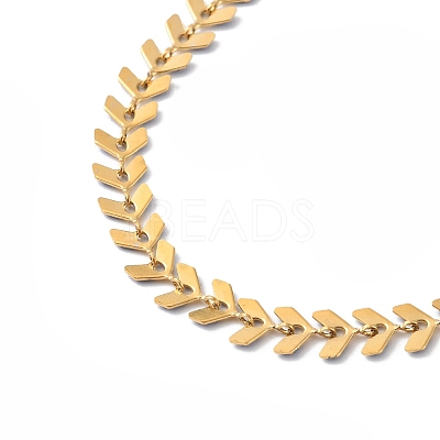 Enamel Ear of Wheat Link Chain Necklace NJEW-P220-02G-1