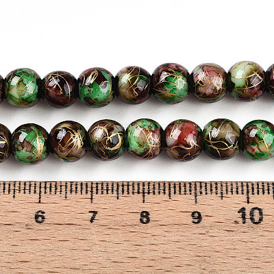 Baking Paint Glass Beads Strands DGLA-N003-8mm-B07-1