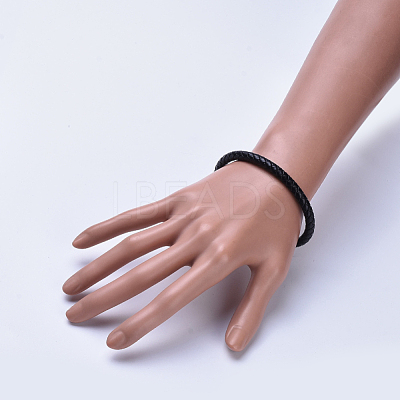 Man's Braided Leather Cord Bracelets BJEW-JB04255-01-1