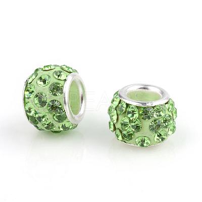 Polymer Clay Rhinestone European Beads CPDL-T001-M-1