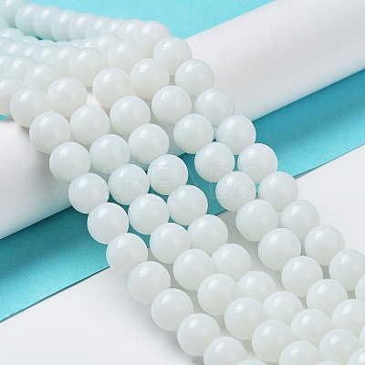 Opaque Solid Color Glass Round Beads Strands X-GLAA-F032-8mm-01-1