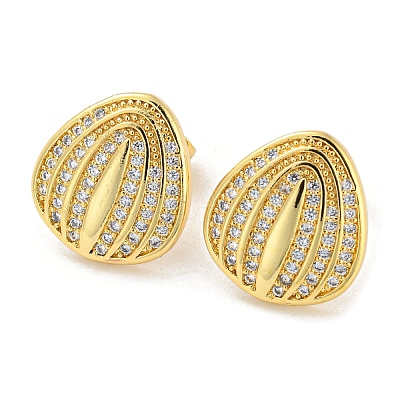 Brass Micro Pave Cubic Zirconia Stud Earrings EJEW-C066-13G-1