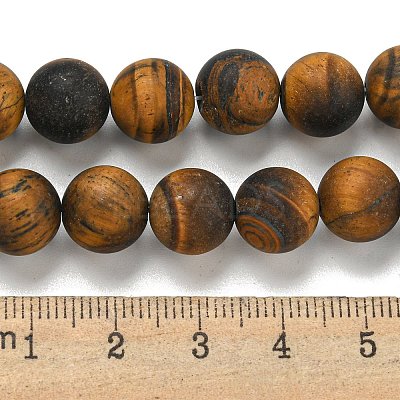 Frosted Natural Tiger Eye Beads Strands G-Q177-A01-01-1