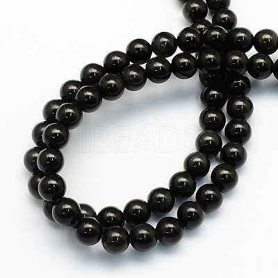 Natural Obsidian Round Beads Strands G-S156-10mm-1