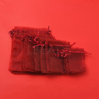 30Pcs 4 Styles Rectangle Organza Bags Jewellery Storage Pouches Wedding Favour Party Mesh Drawstring Gift OP-FS0001-01A-1