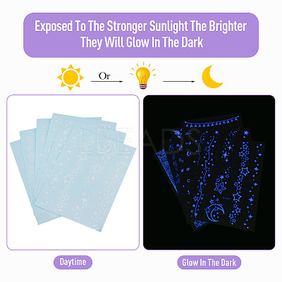 6 Sheets Luminous Paper Tattoo Stickers STIC-TAC0001-007A-1