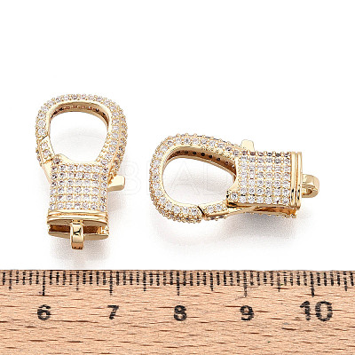 Brass Pave Clear Cubic Zirconia Lobster Claw Clasps KK-T075-78G-1