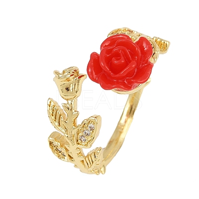 Flower Resin Cuff Rings RJEW-P155-01B-G-1