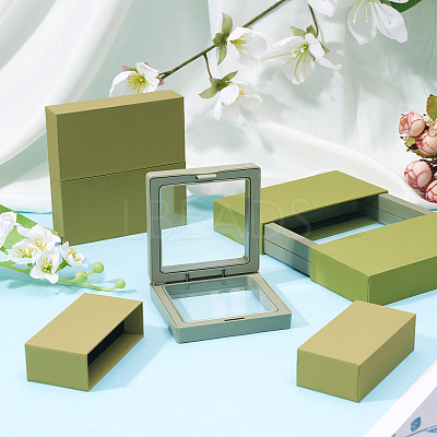 3 Bags 3 Styles Square Transparent PE Thin Film Suspension Jewelry Display Box CON-TA0001-38A-1