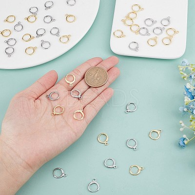 24 Pairs 2 Colors Brass Huggie Hoop Earring Findings DIY-CN0002-06-1