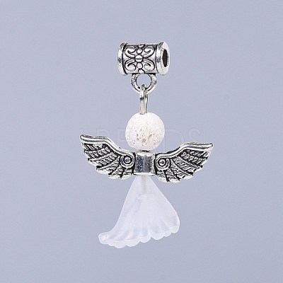 Transparent Frosted Acrylic Flower Pendants PALLOY-JF00372-03-1