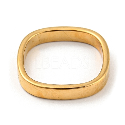 Ion Plating(IP) 304 Stainless Steel Rectangle Finger Ring RJEW-C059-01G-1