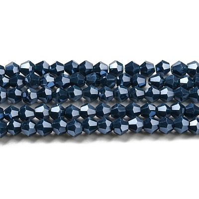 Opaque Solid Color Electroplate Glass Beads Strands GLAA-F029-P4mm-C09-1