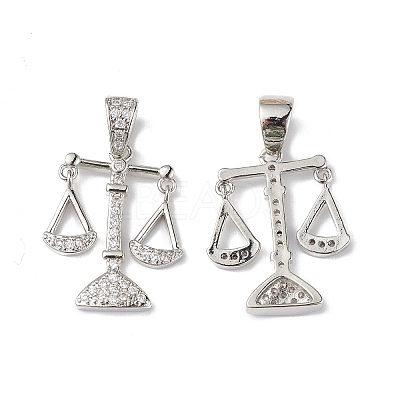 Rack Plating Brass Micro Pave Cubic Zirconia Pendants KK-F848-04P-1