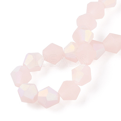 Imitation Jade Bicone Frosted Glass Bead Strands X-EGLA-A039-J6mm-MB07-1