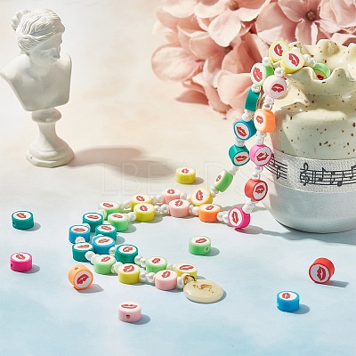 Handmade Polymer Clay Beads Strands CLAY-SC0001-26-1