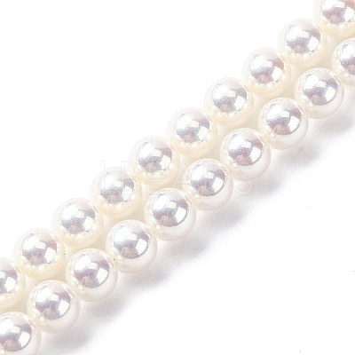UV Plating Pearlized Glass Pearl Beads Strands GLAA-F128-01A-T1-1