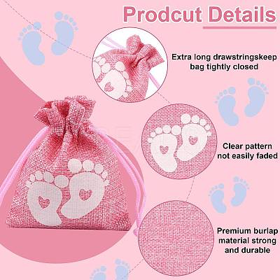 Baby Footprint Polyester Drawstring Bags ABAG-FZC0001-01B-1