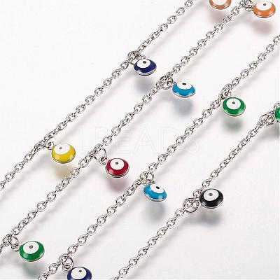 304 Stainless Steel Charm Anklets AJEW-E032-03-1