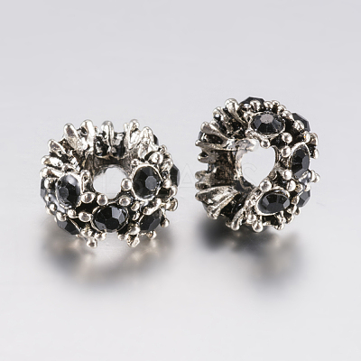 Tibetan Style Alloy Rhinestone European Beads PALLOY-F200-04F-1