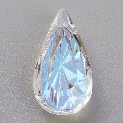 Embossed Glass Rhinestone Pendants GLAA-J101-06B-001SI-1