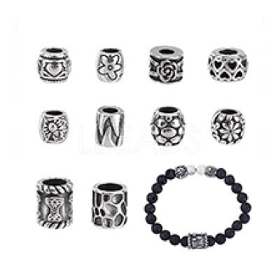10Pcs 10 Styles 304 Stainless Steel European Beads STAS-PH0006-73-1