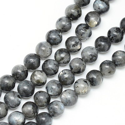 Natural Larvikite Beads Strands X-G-R345-8mm-33-1