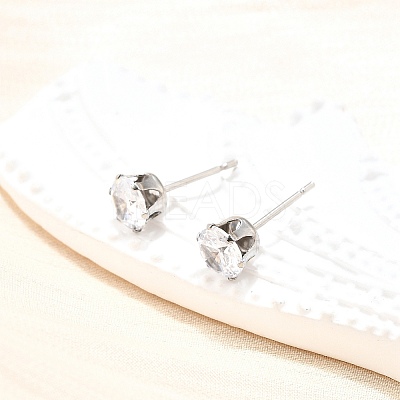 Cubic Zirconia Ear Studs STAS-E051-3D-1