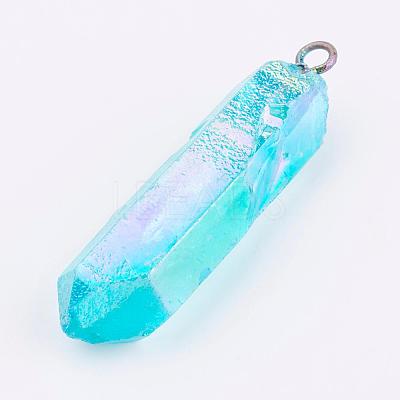 Electroplated Natural Quartz Pendants G-P315-B01-1
