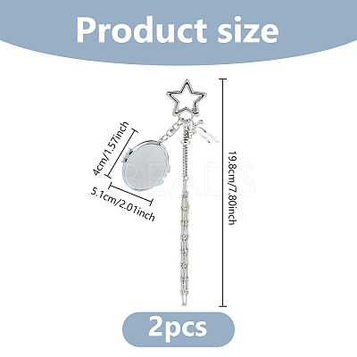 Mirror Alloy & Iron Pendant Decorations HJEW-WH0068-90B-1