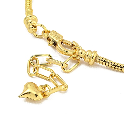 3mm Rack Plating Brass European Style Round Snake Chain Bracelets for Jewelry Making BJEW-B106-10G-1