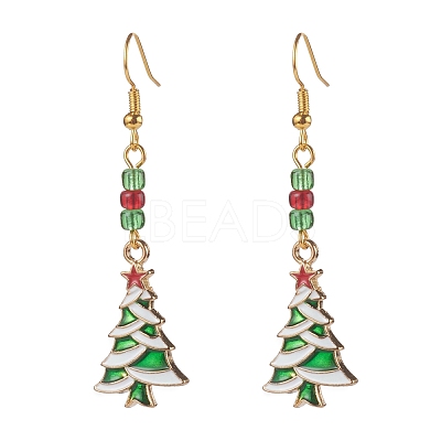 Christmas Theme Alloy Enamel Dangle Earrings EJEW-JE04511-1