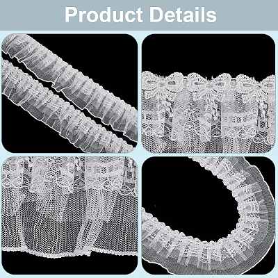 5 Yards Polyester Pleated Flower Lace Trim OCOR-GF0003-89A-1