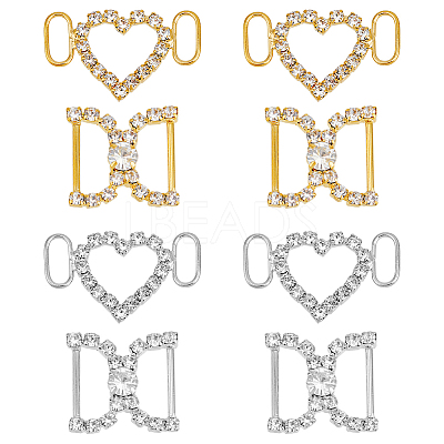 8Pcs 4 Style Brass Crystal Rhinestone Shoe Decoration FIND-HY0003-22-1