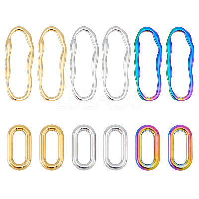 12Pcs 6 Style 304 Stainless Steel Linking Rings STAS-FH0001-95-1