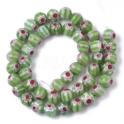Handmade Millefiori Lampwork Beads Strands LAMP-R143-01D-1