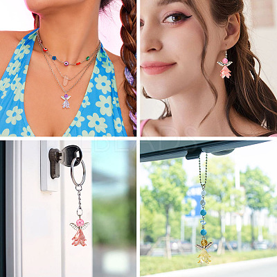 16Pcs 8 Style Glass & Acrylic & Alloy Pendants PALLOY-TA00232-1