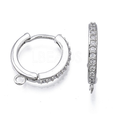 Brass Micro Pave Cubic Zirconia Huggie Hoop Earring Findings KK-T063-013P-NF-1