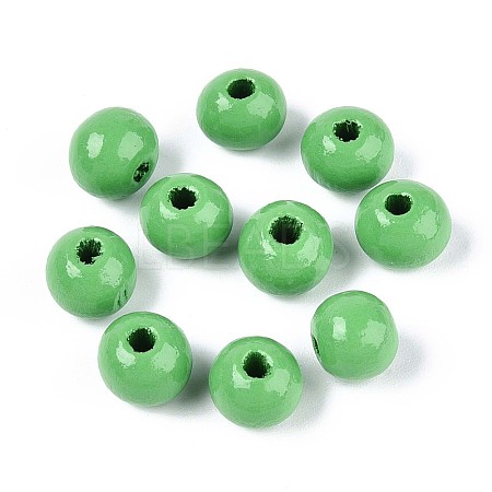 Spray Painted Round Natural Schima Wood Beads WOOD-A018-8mm-08-1