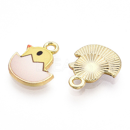 Printed Light Gold Tone Alloy Pendants ENAM-N056-204D-1