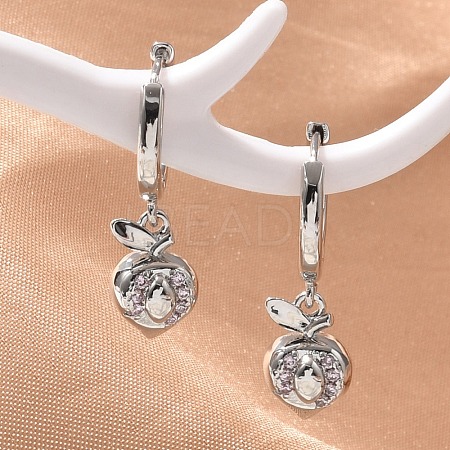 Brass Cubic Zirconia Hoop Earrings EJEW-Q015-01P-C-1