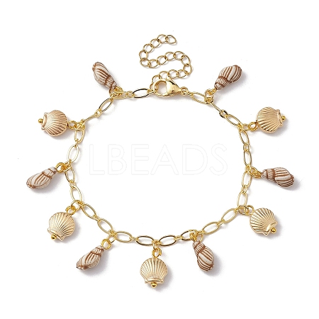 Acrylic Shell Shape Charm Bracelets BJEW-JB10142-1