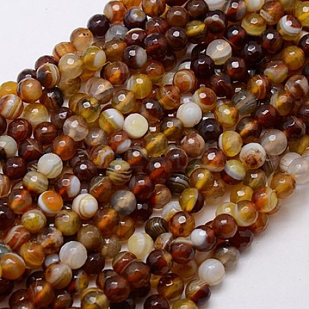 Natural Striped Agate/Banded Agate Beads Strands G-G581-6mm-06-1