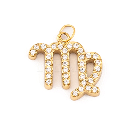 316 Stainless Steel Micro Pave Cubic Zirconia Pendants STAS-K284-01B-G-1