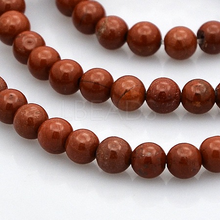 Round Natural Red Jasper Beads Strands G-N0120-28-4mm-1