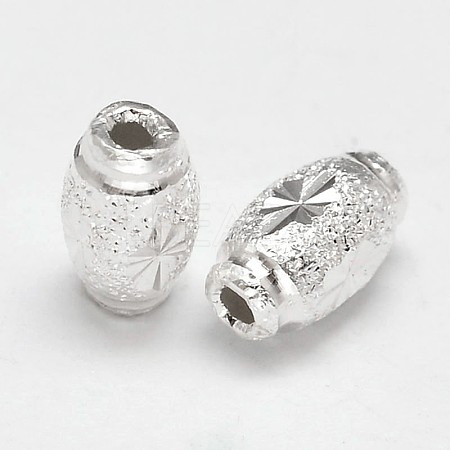 Fancy Cut Oval 925 Sterling Silver Textured Beads STER-F012-17B-1